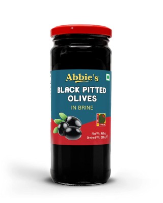 Abbies Black Pitted Olives 450gm 