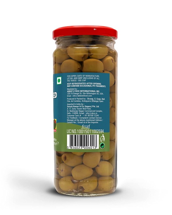 Abbies Green Pitted Olives 450gm