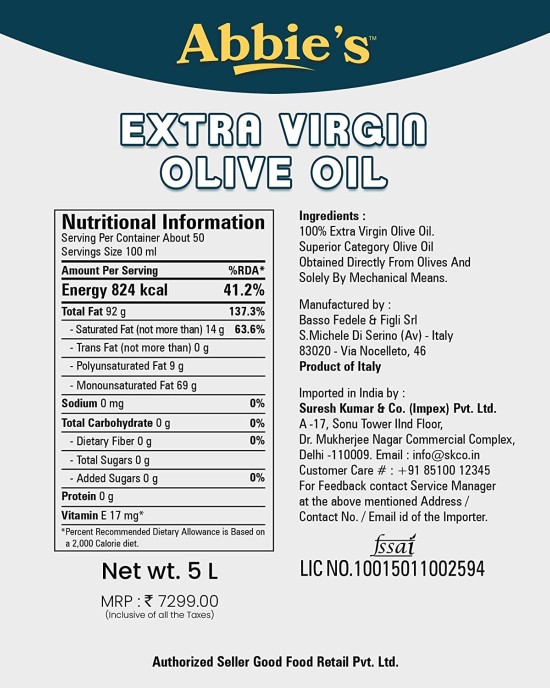 Abbies Olive Oil Extra Virgin 5ltr