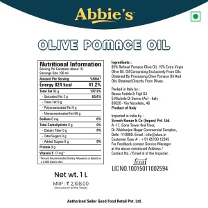 Abbies Olive Oil Pomace 1ltr