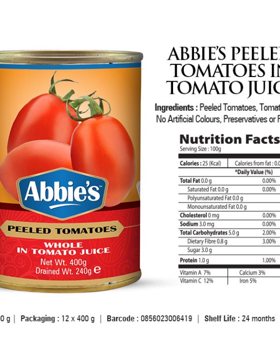 Abbies Peeled Tomatoes Juice 2.5kg