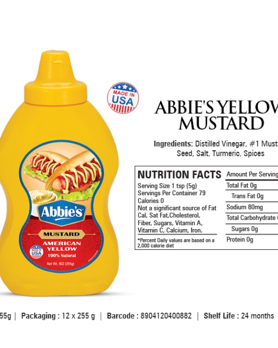 Abbies Yellow Mustrad (S) 255gm