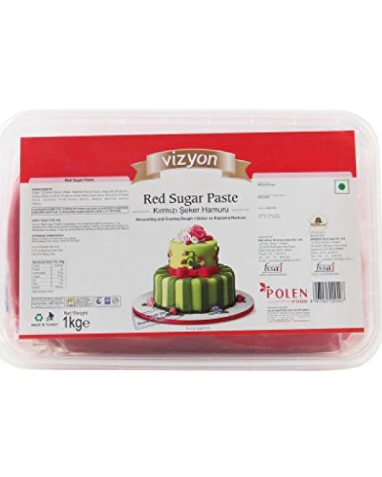 Vizyon Sugar Paste Fondant - Red 1kg