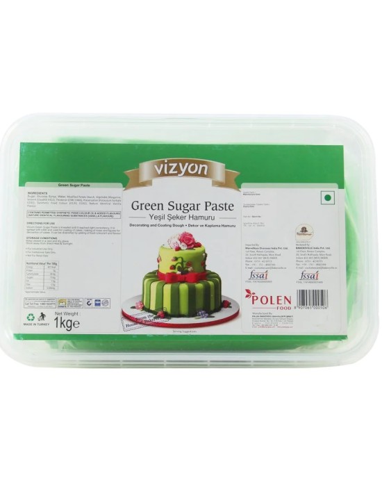 Vizyon Sugar Paste Fondant -Green 1KG