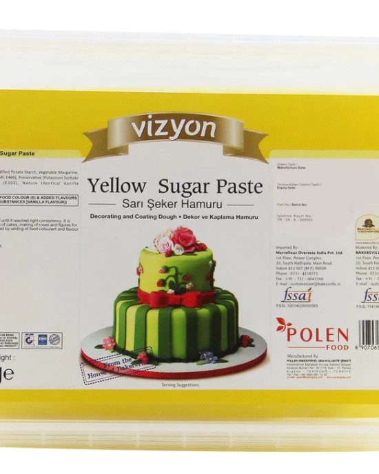 Vizyon Sugar Paste Fondant- Yellow 1KG