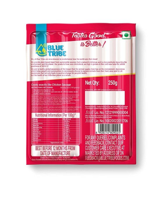 Blue Tribe - Plant Based Smoked Chicken Sausage 250g