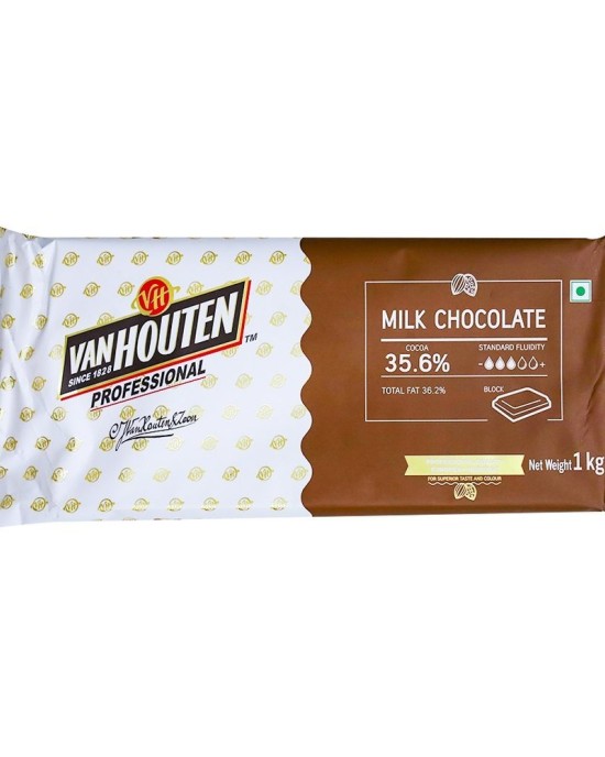 VANHOUTEN MILK CHOC.SLAB 35.6%1KG*10